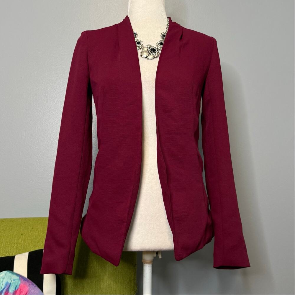 Babaton Aritzia Keith Maroon Open Suit Blazer Jacket 2
